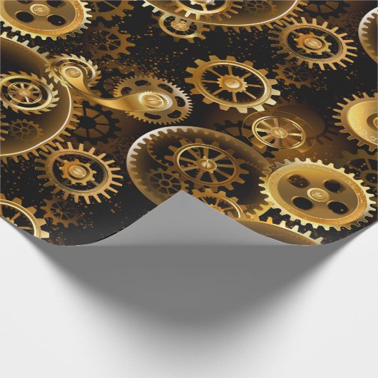Nahtlose Steampunk-Messinggeräte Geschenkpapier (Ecke)