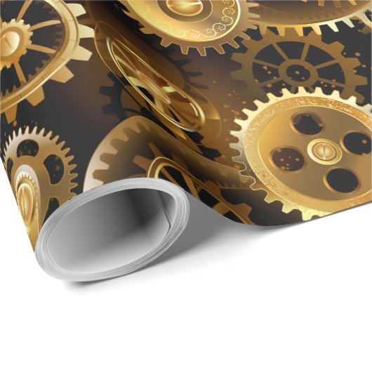 Nahtlose Steampunk-Messinggeräte Geschenkpapier (Rolleneckpunkt)