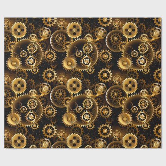 Nahtlose Steampunk-Messinggeräte Geschenkpapier (Flach)