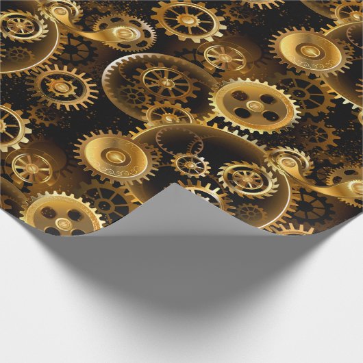 Nahtlose Steampunk-Messinggeräte Geschenkpapier (Ecke)