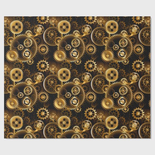 Nahtlose Steampunk-Messinggeräte Geschenkpapier (Flach)