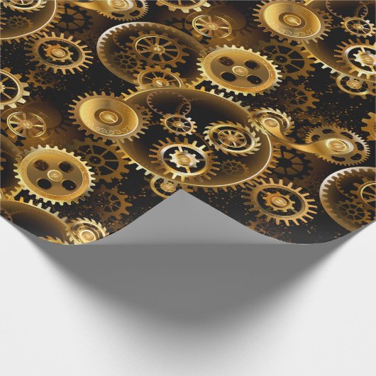 Nahtlose Steampunk-Messinggeräte Geschenkpapier (Ecke)