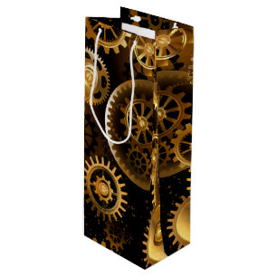 Nahtlose Steampunk-Messinggeräte Geschenktüte Für Weinflaschen