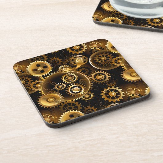 Nahtlose Steampunk-Messinggeräte Getränkeuntersetzer (Linke Seite)