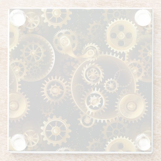 Nahtlose Steampunk-Messinggeräte Glasuntersetzer (Rückseite)