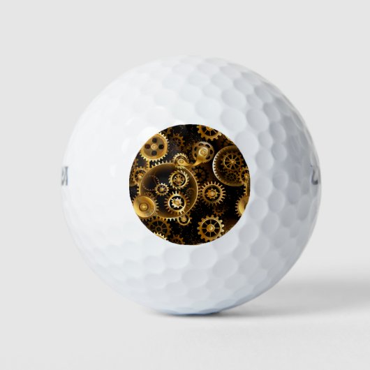 Nahtlose Steampunk-Messinggeräte Golfball (Vorderseite)