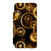 Nahtlose Steampunk-Messinggeräte Incipio iPhone Geldbeutel-Hülle (Folio Vorderseite)