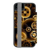 Nahtlose Steampunk-Messinggeräte Incipio iPhone Geldbeutel-Hülle (Folio Rückseite)