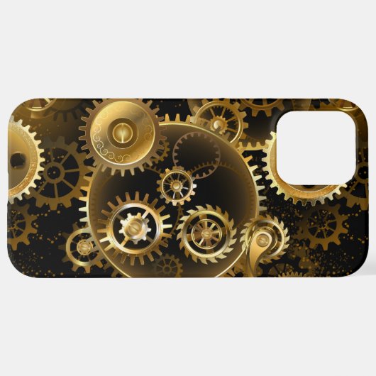Nahtlose Steampunk-Messinggeräte iPhone Hülle (Hinten horizontal)