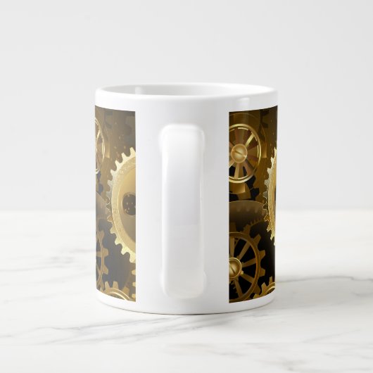 Nahtlose Steampunk-Messinggeräte Jumbo-Tasse (Rückseite)