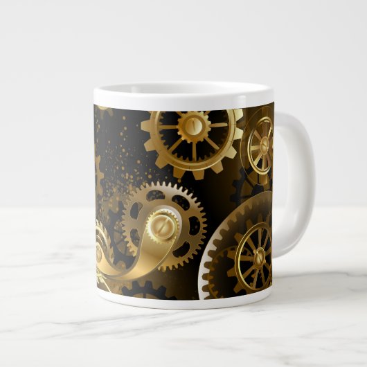 Nahtlose Steampunk-Messinggeräte Jumbo-Tasse (Vorderseite Rechts)