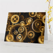 Nahtlose Steampunk-Messinggeräte Karte (Gelbe Blume)