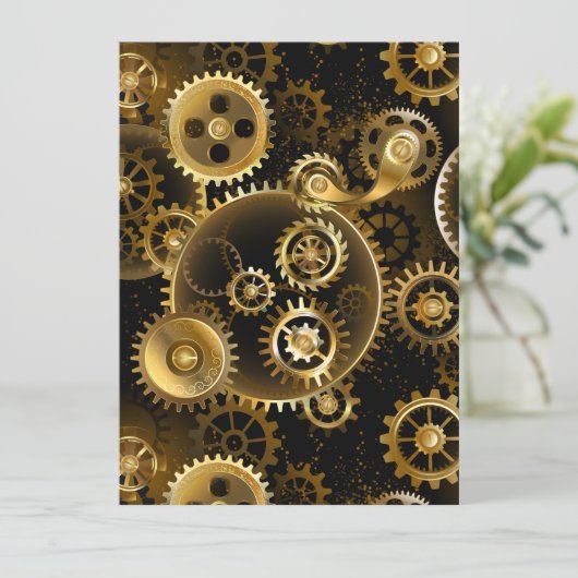 Nahtlose Steampunk-Messinggeräte Karte (Stehend Vorderseite)