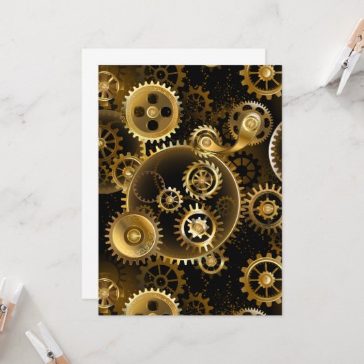Nahtlose Steampunk-Messinggeräte Karte (Vorderseite/Rückseite Beispiel)