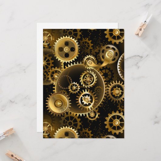 Nahtlose Steampunk-Messinggeräte Karte (Vorderseite/Rückseite Beispiel)