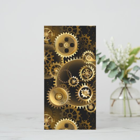 Nahtlose Steampunk-Messinggeräte Karte (Stehend Vorderseite)