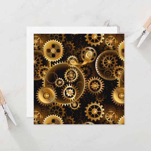 Nahtlose Steampunk-Messinggeräte Karte (Vorderseite/Rückseite Beispiel)
