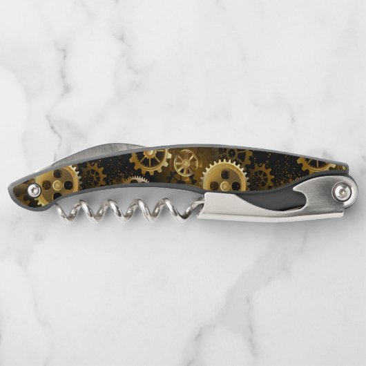 Nahtlose Steampunk-Messinggeräte Kellnermesser (Rückseite)