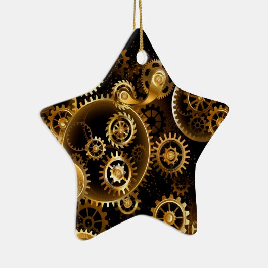 Nahtlose Steampunk-Messinggeräte Keramik Ornament (Rechts)