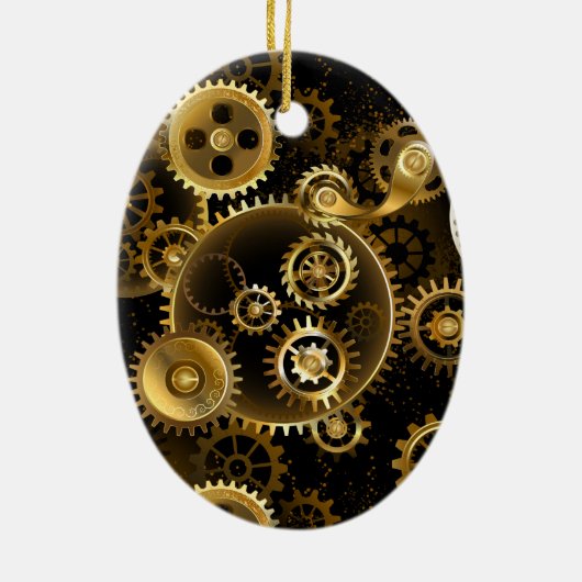 Nahtlose Steampunk-Messinggeräte Keramik Ornament (Hinten)
