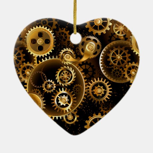 Nahtlose Steampunk-Messinggeräte Keramik Ornament (Hinten)