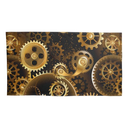 Nahtlose Steampunk-Messinggeräte Kissenbezug (Rückseite-Rechts)