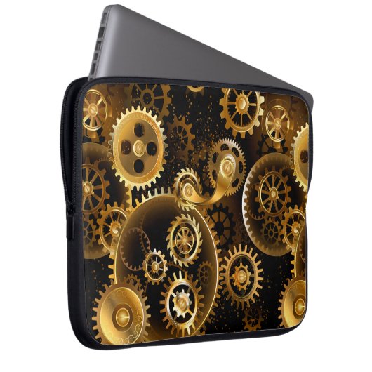 Nahtlose Steampunk-Messinggeräte Laptopschutzhülle (Vorne Rechts)