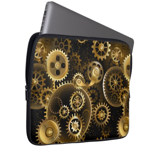 Nahtlose Steampunk-Messinggeräte Laptopschutzhülle (Vorne Rechts)