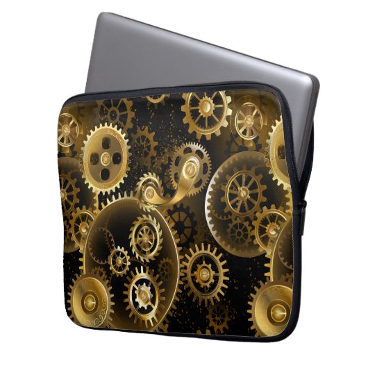 Nahtlose Steampunk-Messinggeräte Laptopschutzhülle (Vorderseite Links)