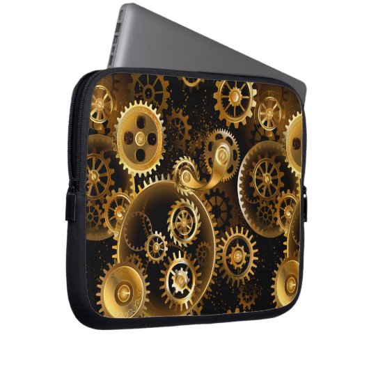 Nahtlose Steampunk-Messinggeräte Laptopschutzhülle (Vorne Rechts)