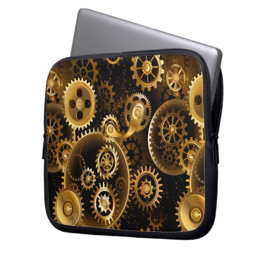 Nahtlose Steampunk-Messinggeräte Laptopschutzhülle (Vorderseite Links)