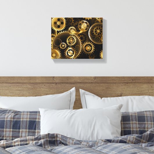 Nahtlose Steampunk-Messinggeräte Leinwanddruck (Insitu (Schlafzimmer))