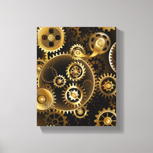 Nahtlose Steampunk-Messinggeräte Leinwanddruck (Vorderseite)