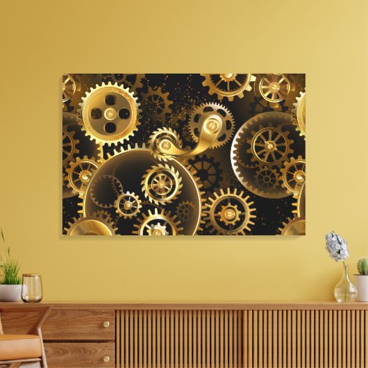 Nahtlose Steampunk-Messinggeräte Leinwanddruck (Insitu (Wohnzimmer))