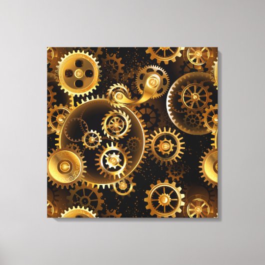 Nahtlose Steampunk-Messinggeräte Leinwanddruck (Vorderseite)