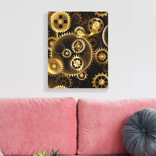 Nahtlose Steampunk-Messinggeräte Leinwanddruck (Insitu (Wohnzimmer))