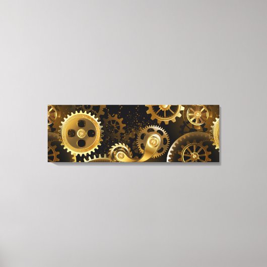 Nahtlose Steampunk-Messinggeräte Leinwanddruck (Vorderseite)