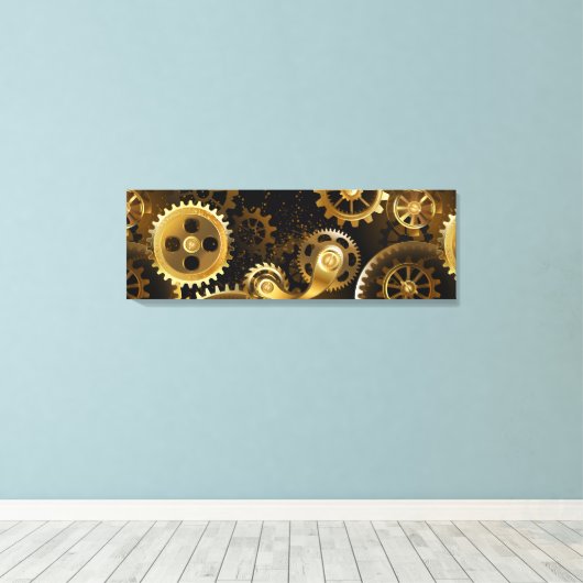 Nahtlose Steampunk-Messinggeräte Leinwanddruck (Insitu (Holzboden))