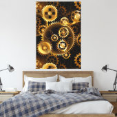 Nahtlose Steampunk-Messinggeräte Leinwanddruck (Insitu (Schlafzimmer))