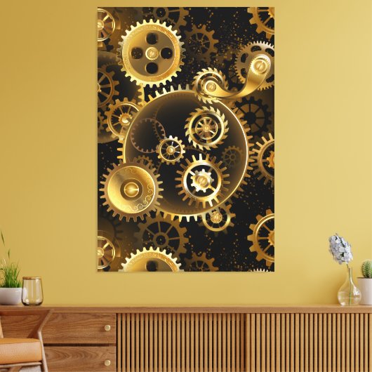 Nahtlose Steampunk-Messinggeräte Leinwanddruck (Insitu (Wohnzimmer))