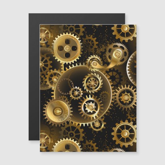 Nahtlose Steampunk-Messinggeräte Magneteinladung (Vorne/Hinten)