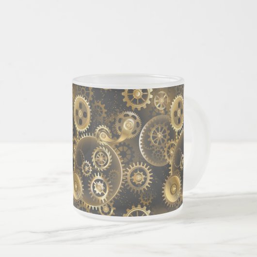 Nahtlose Steampunk-Messinggeräte Mattglastasse (VorderseiteRechts)