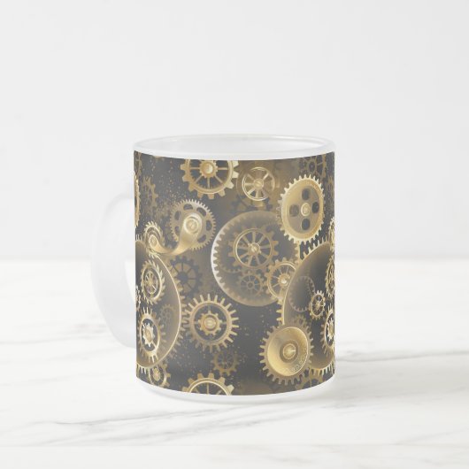 Nahtlose Steampunk-Messinggeräte Mattglastasse (Vorderseite Links)