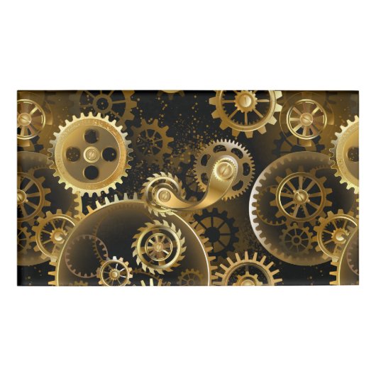 Nahtlose Steampunk-Messinggeräte Namenschild (Vorderseite)