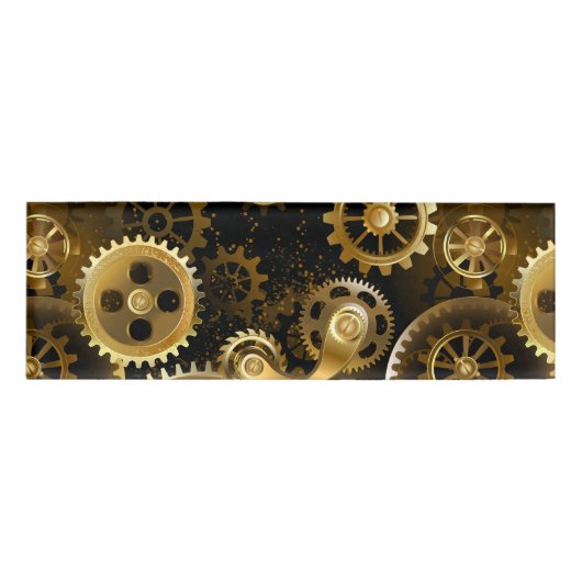 Nahtlose Steampunk-Messinggeräte Namenschild (Vorderseite)