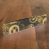 Nahtlose Steampunk-Messinggeräte Namensplakette (Seite)