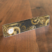 Nahtlose Steampunk-Messinggeräte Namensplakette (Seite)