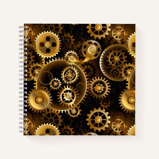 Nahtlose Steampunk-Messinggeräte Notizblock (Vorderseite)