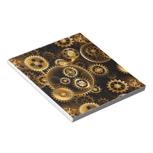 Nahtlose Steampunk-Messinggeräte Notizblock (angewinkelt)