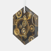 Nahtlose Steampunk-Messinggeräte Ornament Aus Glas (Vorderseite Links)